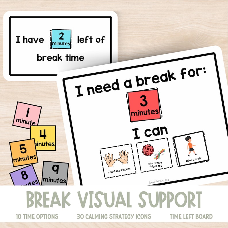 Breack Visual Break Time Visual Support Chart: Calming Strategies for Autism & ADHD ...