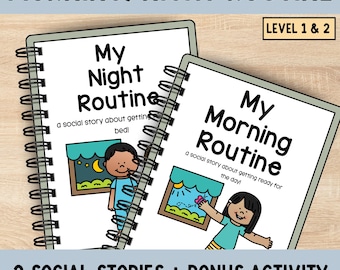 Morning and Night Routine Social Story Bundle: Special Education Visual Schedule (Printable)