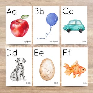 Cartões do alfabeto, flashcards Montessori, cartões pré-escolares, cartões educativos para impressão, download instantâneo