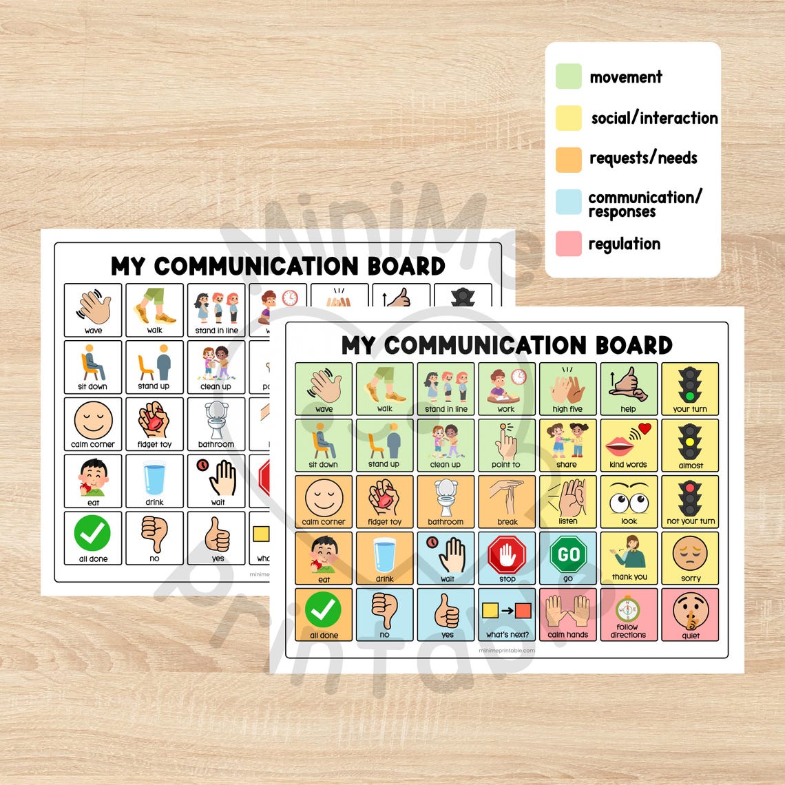Printable Communication Board Icons: Color-coded AAC Visuals (PDF ...