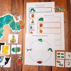 Pacchetto attività The Very Hungry Caterpillar, Morning Time, Montessori stampabile, gioco educativo, download immediato