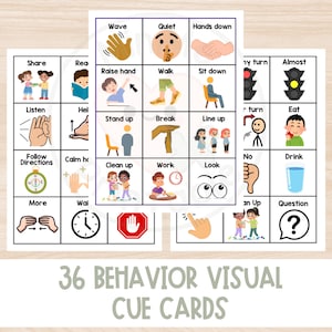 Special Education and Behavior Visual Communication Cue Cards, Behavior Support, ABA Learning tool