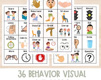 Special Education and Behavior Visual Communication Cue Cards, Behavior Support, ABA Learning tool