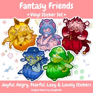 Niedlicher, gemütlicher Spiel-inspirierter Vinyl-Aufkleber | Glossy Chibi Charakter Aufkleber | Gongeous Fantasy Kunst für Journals, Planer, Geschenke