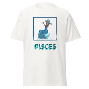 Pisces zodiac astrology horoscope classic cotton t-shirt DTG printed front and back regular standard fit anytime gift unisex. rock your sign