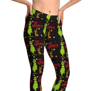 Up to 50% Off! Christmas Grinch Womens Yoga Pants, Women Girls
