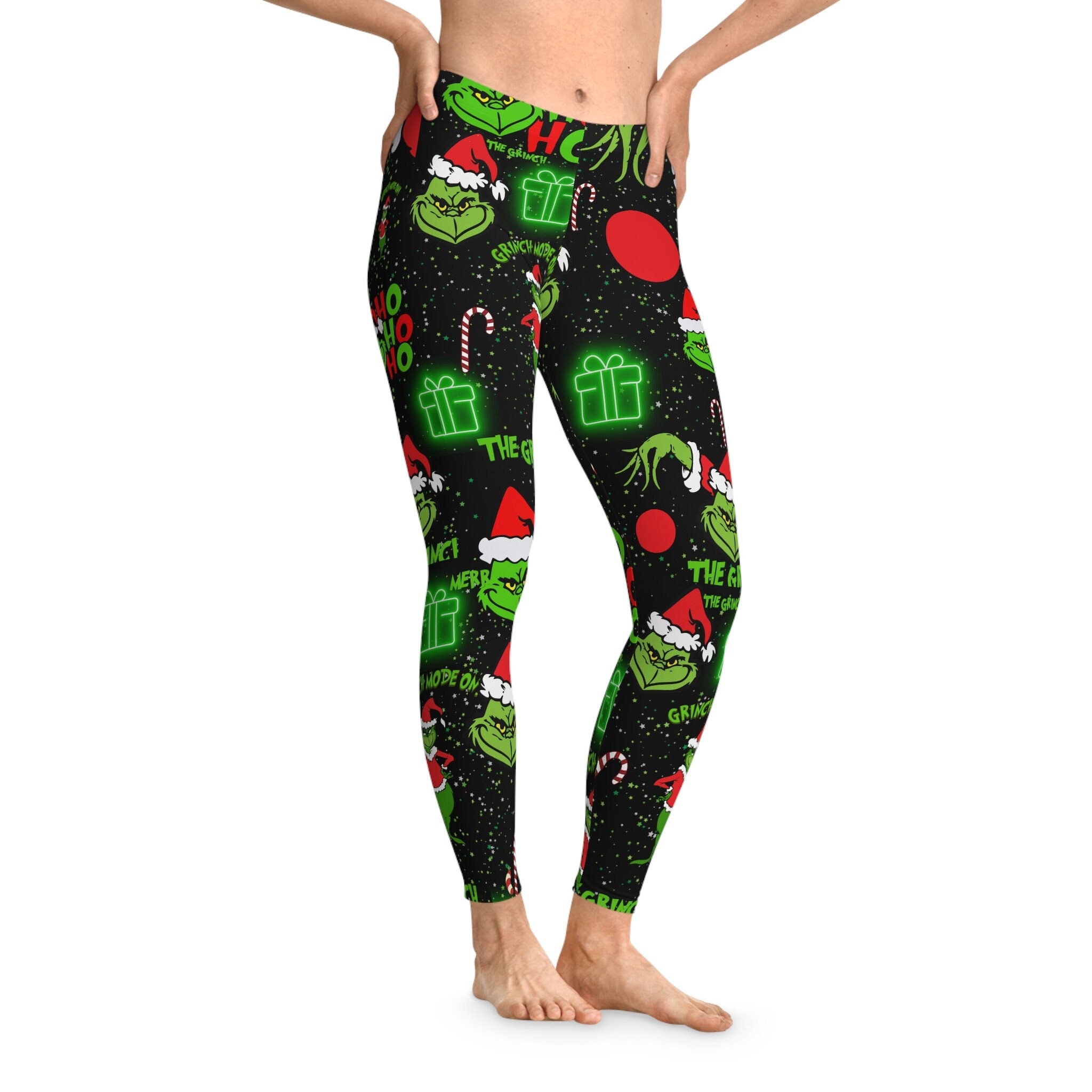 Santa Claus Ho Ho Ho Jolly Christmas Holiday Women's Leggings TC Plus Size  12-18