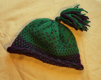 Hand knit 100% wool Fae Cap