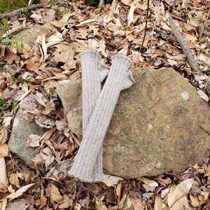 Hand knit elbow length 100% Wool Gray Lady&#39;s Fingerless Mitts