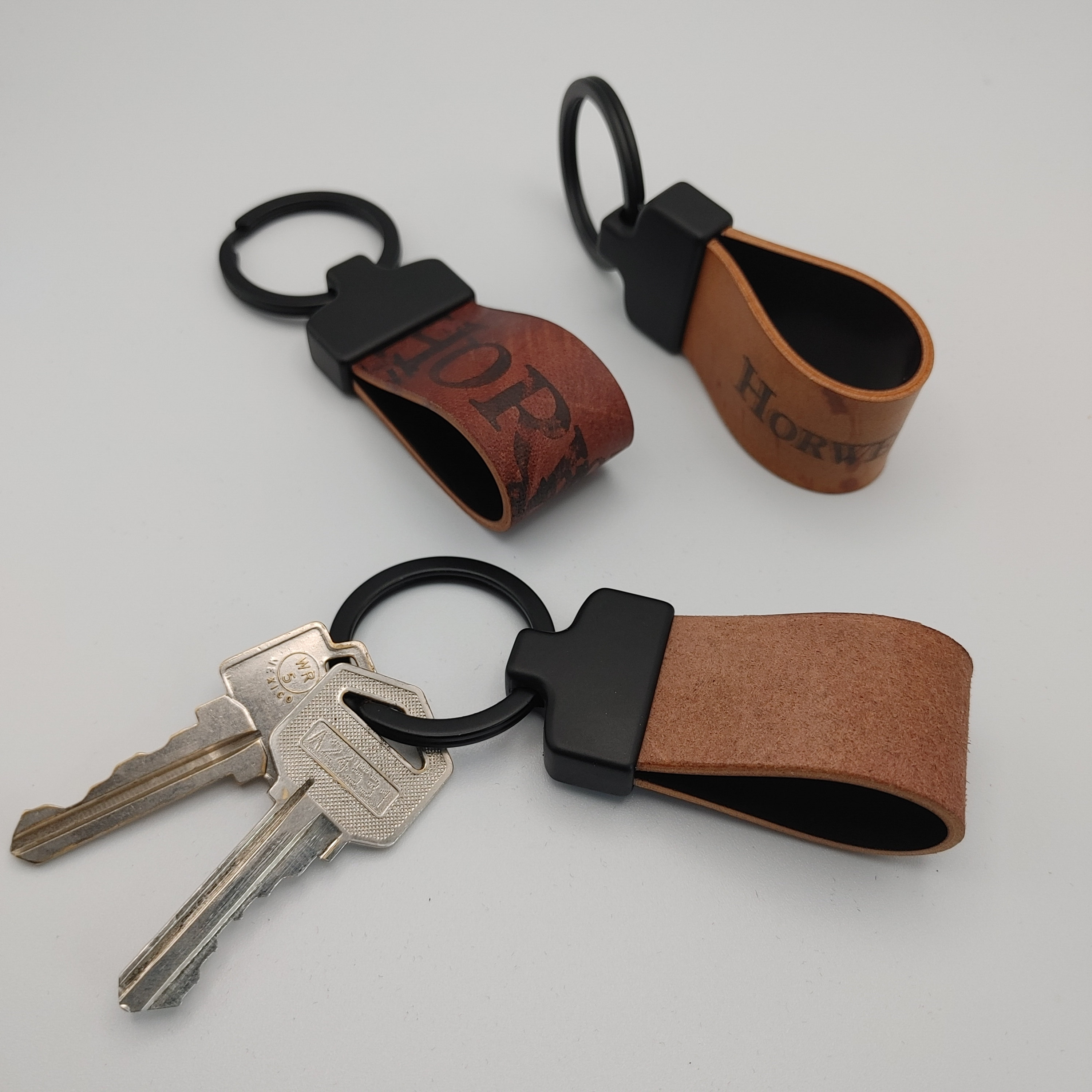 Spring Mount Loop Brass Japanese Fish Hook Keychain With Horween Leather  Loop 