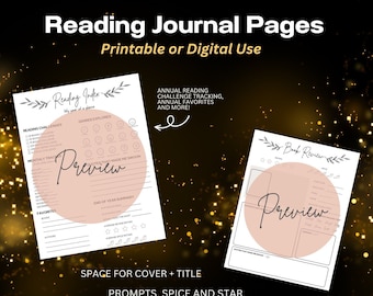 Digital or Printable Reading Journal, Reading Log, Book Tracker, Reading List, Reading Planner for iPad