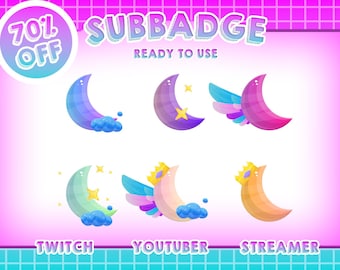 70% OFF! Moon Sub Badges | Ready to Use | High-Quality PNG Files | Perfect for Twitch, YouTube, and Streaming Platforms