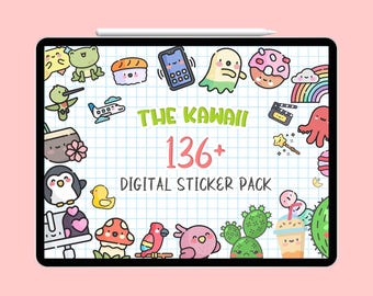 Cute Kawaii Digital Sticker Pack | Kawaii Stickers Book for Goodnotes stickers | download png | functional stickers | checklist Notability