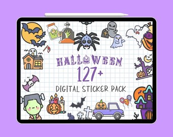 Cute Halloween Kawaii, Halloween Cats Stickers for Goodnotes, digital notebook, digital planner and Journal, png Halloween sticker pack