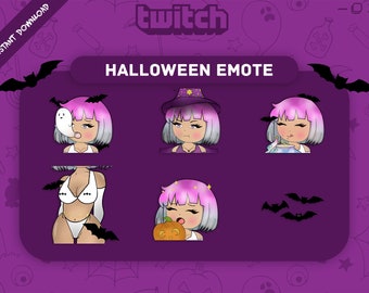 Halloween Twitch Emotes Package Chibi Girl Emotes For Streamer | 6x Ready Emote | Custom Kawaii Emote Pack | Halloween Emote