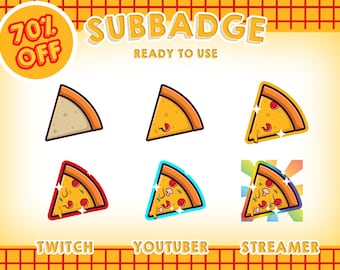 70% Off - 12x Pizza SUB BADGES pack for Twitch | Streaming badges | Colorful Pizza Sub Badges for Twitch, YouTube, Streamer Instant Download