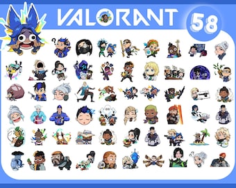 58 Valorant-Themed Digital Stickers | Animated Emotes for YouTube, Twitch, Discord, Kick | Instant Download