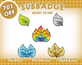 70% OFF! Leaf Themed Sub Badges | Ready to Use | High-Quality PNG Files | Perfect for Twitch, YouTube, and Streaming Platforms