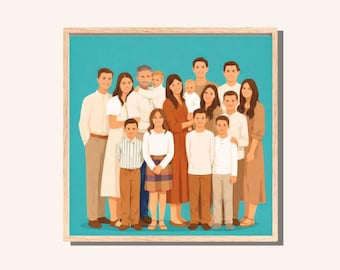 Custom Family Portrait Illustration | Minimalist Flat Family Poster | From Your Photos | Printable Digital Download