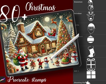 Procreate Christmas Stamps, Brushes, Chibi, GoodNotes Stickers, Anime Emotions, Christmas Decor, Fall Stickers, Cartoon Digital Download