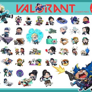 50 Valorant-Themed Digital Stickers | Animated Emotes for YouTube, Twitch, Discord, Kick | Instant Download