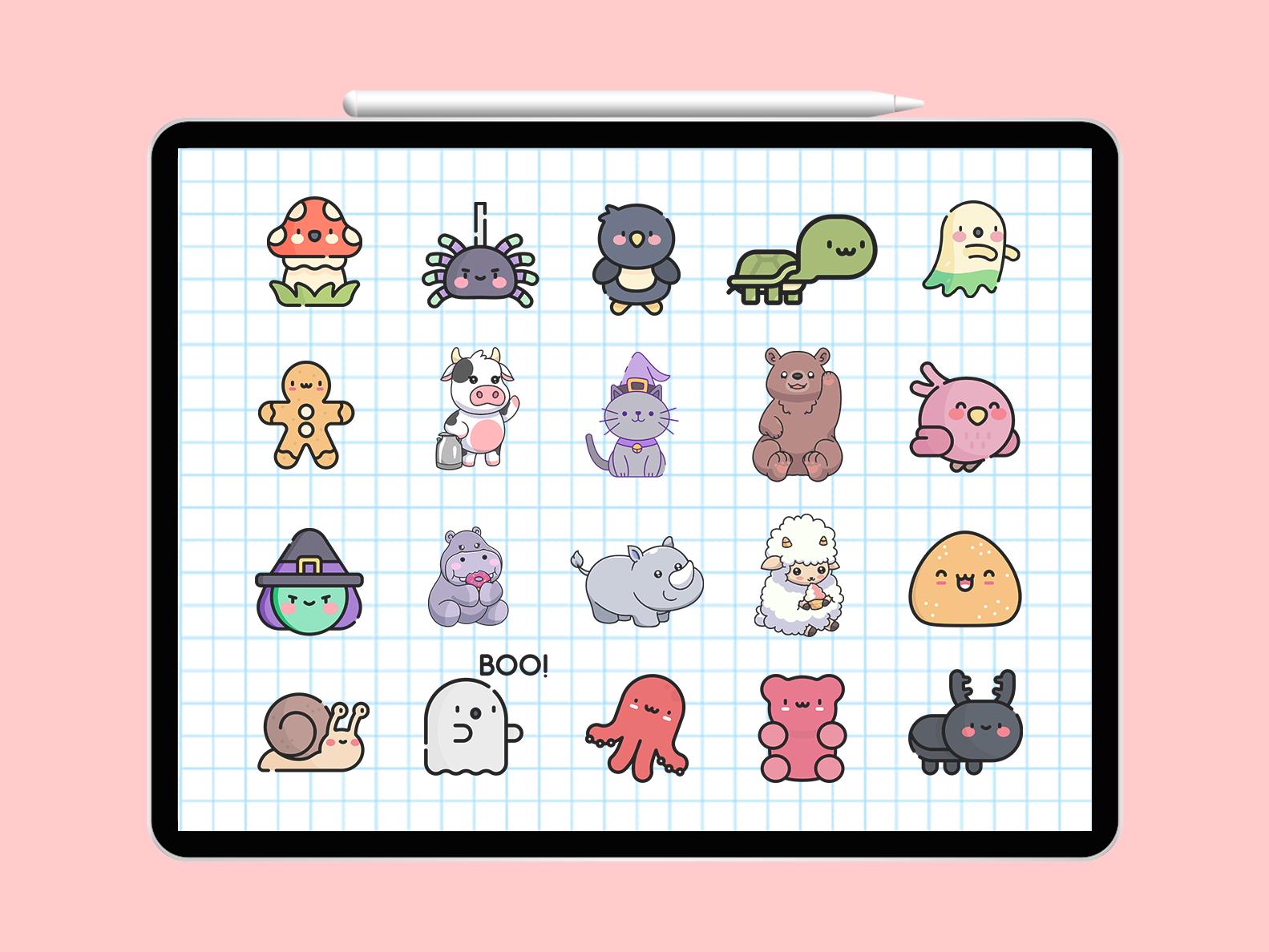 Cute Kawaii Digital Sticker Pack | Kawaii Stickers Book for Goodnotes ...