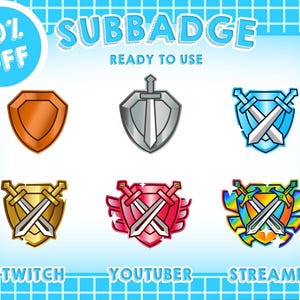 70 % RABATT! Sub-märken med rustningstema | Klar att använda | PNG-filer av hög kvalitet | Perfekt för Twitch, YouTube och streamingplattformar