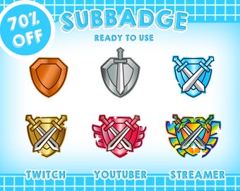 70% OFF! Armor-Themed Sub Badges | Ready to Use | High-Quality PNG Files | Perfect for Twitch, YouTube, and Streaming Platforms