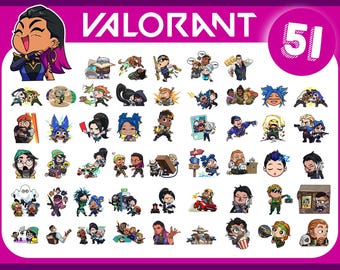 51 Valorant-Themed Digital Stickers | Animated Emotes for YouTube, Twitch, Discord, Kick | Instant Download