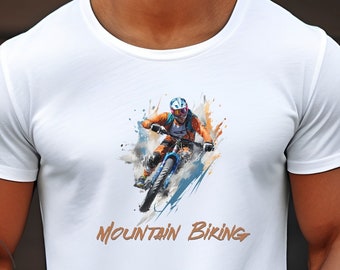Mountain Biking T-Shirt, Hyper-Realistic Bike Trail Design