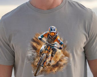 Downhill Mountain Bike T-Shirt, Mountain Biker