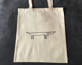 Bolsa/bolsa de tela con un perro salchicha