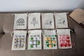 Tic Tac Toe - Bag with game pieces and personalization on the back for first day of school, party favor for starting school, schoolchild