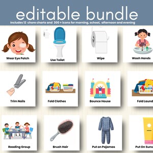 Chore Chart Bundle, Visual Schedule Icons, Special Needs Resources, Toddler Schedule, Instant Download, Editable Daily Routine Cards