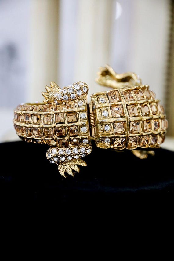 Kenneth Jay Lane 18K Gold Plated Champaign Crysta… - image 3