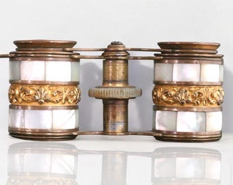 Antique Brevete Mother Of Pearl Opera Glasses Intricate Details