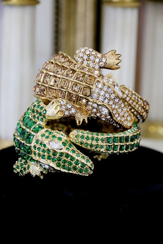 Kenneth Jay Lane 18K Gold Plated Champaign Crysta… - image 4