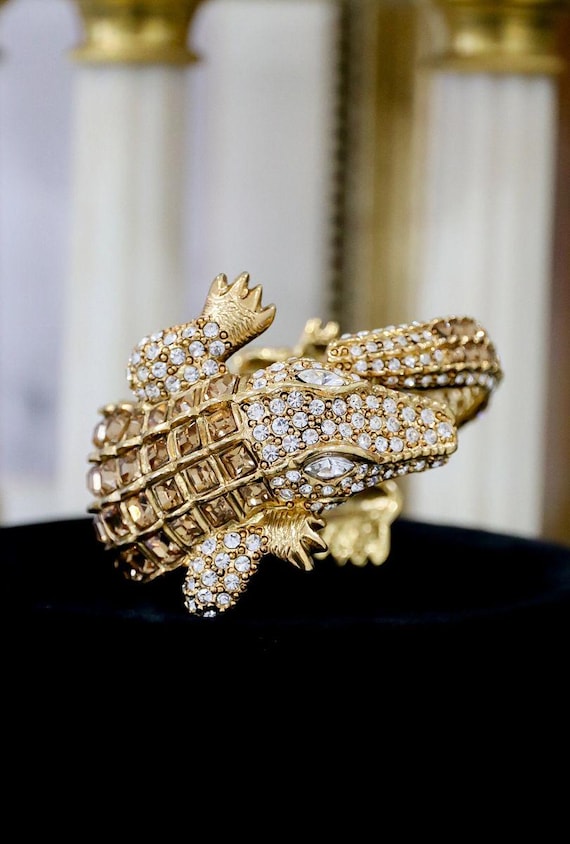 Kenneth Jay Lane 18K Gold Plated Champaign Crysta… - image 1