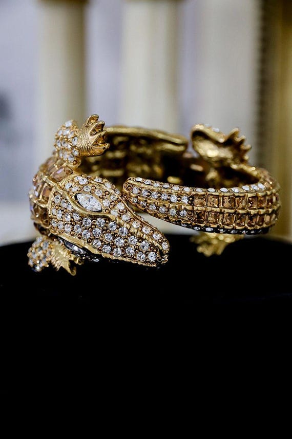 Kenneth Jay Lane 18K Gold Plated Champaign Crysta… - image 2