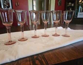 Juego de 6 copas de vino de cristal rosa MIKASA de 10 oz