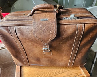 Vintage Samsonite Koffer aus braunem Leder