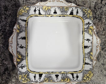 Vintage Paragon silueta manejado pastel/placa de galleta Art Déco Inglaterra