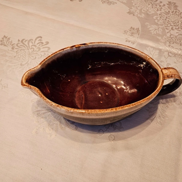 Vintage Gravy Boat McCoy Pottery 7128  Brown Glaze Stoneware Dish Made in USA