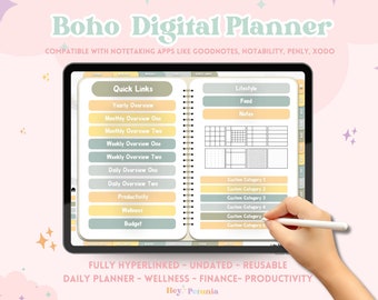 Boho Goodnotes Planner Digital Notebook For Productivity With Goodnotes Stickers