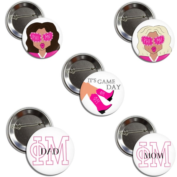 Phi Mu Game Day Buttons