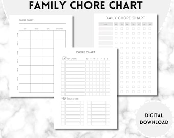 Printable Family Chore Chart: Weekly Cleaning Schedule (Digital Download)
