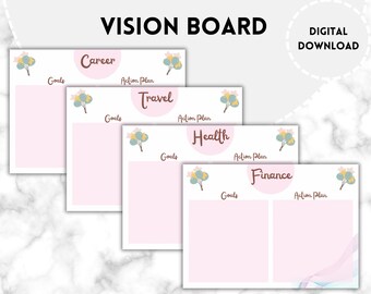 2025 Vision Board | Printable Vision Board | Yearly Planner | Vision Board Worksheet Printable