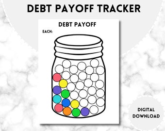 Debt Payoff Tracker Jar Printable | Debt Free Money Challenge | Debt Payoff for Kids | Debt Payoff Tracker Coloring Sheets | Budgeting Game