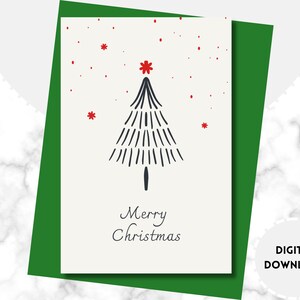 Rustieke kerstkaart | Esthetisch | Afdrukbare boho-kerstkaart | Kerstkaart Kerstboom | Digitale download | PNG en pdf | 4 x 6 inch
