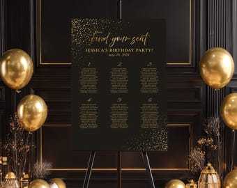 Black Gold Seating Chart Template | Elegant Event Seating Plan (Digital Download)